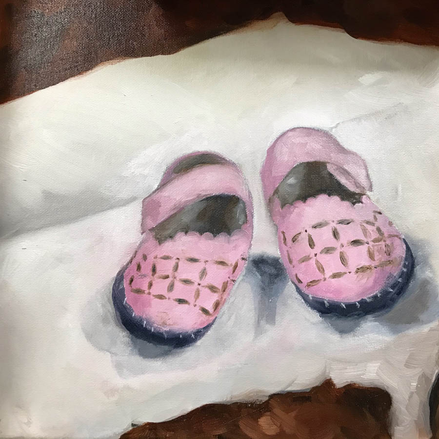 Baby Shoes. Oil on canvas