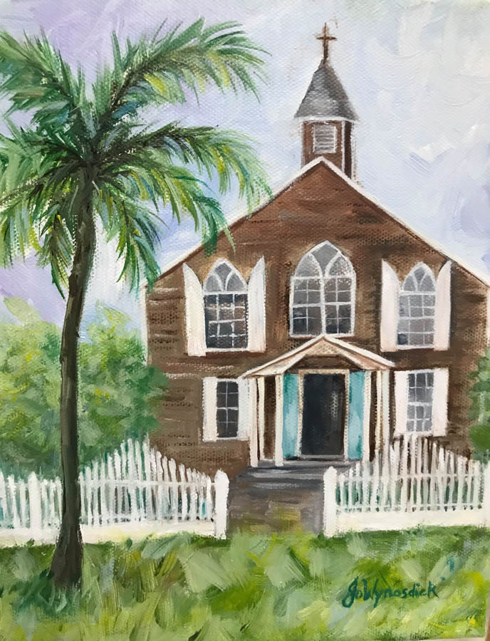 Church at St. Marrten the Caribbean. Oil on canvas