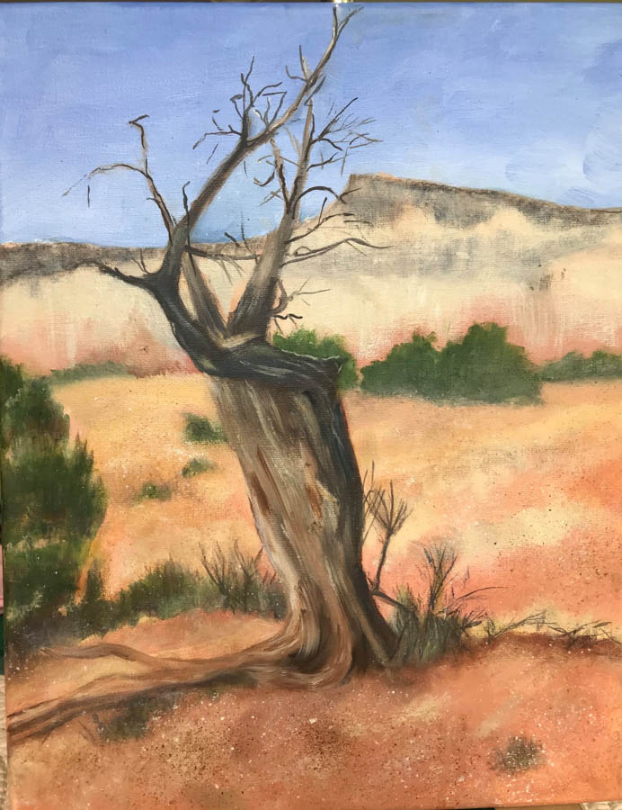 Jeremy Tree at Ghost Ranch New Mexico. Oil on canvas