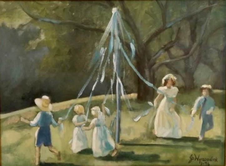 Maypole Dancers. Oil on canvas